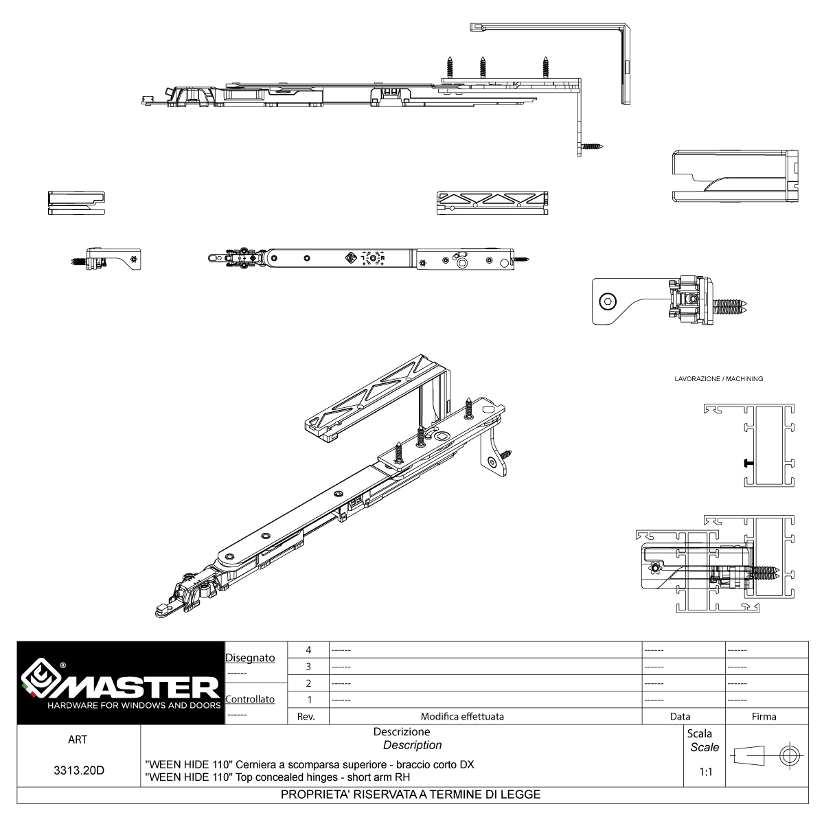 A3313.20D HIDE 110 R40 CERNIERA SUPERIORE ANTA RIBALTA CORTO DX. MASTER ITALY FOTO 2 A3313.20D HIDE 110 R40 CERNIERA SUPERIORE ANTA RIBALTA CORTO DX. MASTER ITALY | InfissoPro