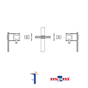 K.02-ECO FISSAGGIO DOPPIO UNIVERSALE PER PORTE IN VETRO IN ACCIAIO INOX AISI 304. MPM