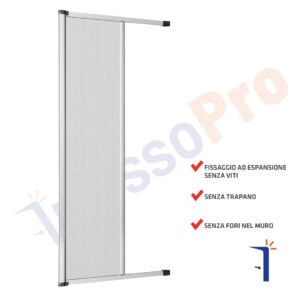 Zanzariera avvolgibile per balcone 250x160 ad apertura laterale profilo in alluminio riducibile con frizione montaggio facile