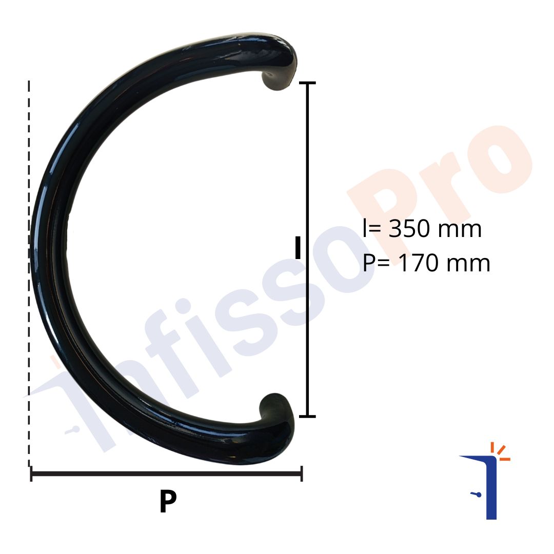 Maniglione tubolare a mezzaluna per portoni in acciaio inox Medal 4a33br3 dimensioni Maniglione tubolare a mezzaluna per portoni in acciaio inox Medal 4a33b | InfissoPro