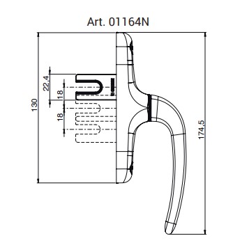 01165n misure Maniglia cremonese Giesse unica monodirezionale | InfissoPro
