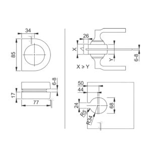 Adattatore in alluminio per porte in vetro con telaio Hoppe 2212816 | InfissoPro 37697737