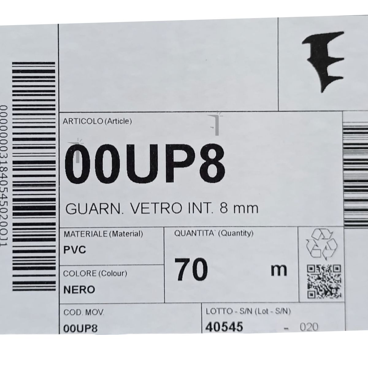 Complastex UP8 guarnizione fermavetro 8 mm Complastex serie UP | InfissoPro